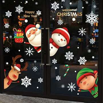 XIMISHOP 82PCS Christmas Window Clings for Festive Decor