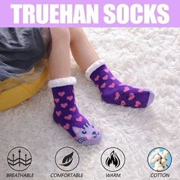 TRUEHAN Cozy Kids Slipper Socks for Winter Fun