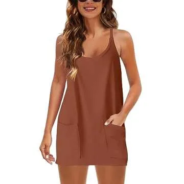 Faleave Women's Summer Sleeveless Mini Dress Athletic Dress Spaghetti Strap Short Tennis Dress with ...