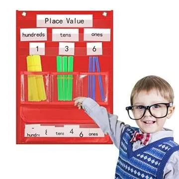 Eamay Counting Caddy & Place Value Pocket Chart for Classroom Use, Durable Nylon