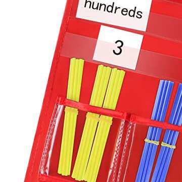 Eamay Counting Caddy & Place Value Pocket Chart for Classroom, Red