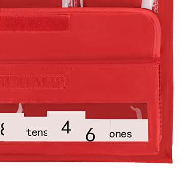 Eamay Counting Caddy & Place Value Pocket Chart for Classroom, Red