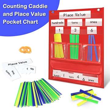 Eamay Counting Caddy & Place Value Pocket Chart for Classroom, Red