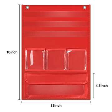 Eamay Counting Caddy & Place Value Pocket Chart for Classroom, Red