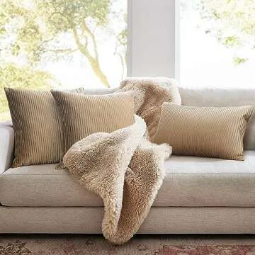 Luxurious Velvet Khaki Pillow Covers Set of 2