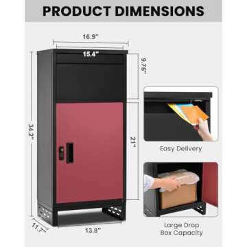 Meulbaty Package Delivery Boxes for Outside, Extra Large Lockable Parcel Drop Box for Outdoor, Water...