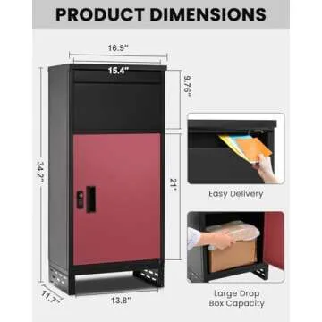 Meulbaty Package Delivery Boxes for Outside, Extra Large Lockable Parcel Drop Box for Outdoor, Water...