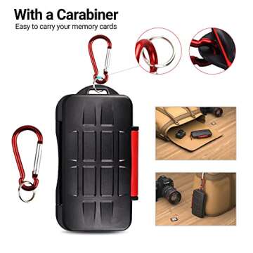 Kiorafoto Memory Card Holder Case with Carabiner & Pin