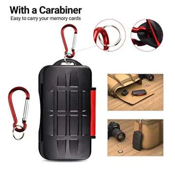 Kiorafoto Memory Card Holder Case with Carabiner & Pin