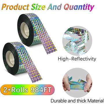 Effective Reflective Bird Scare Ribbon - 984FT for Gardens