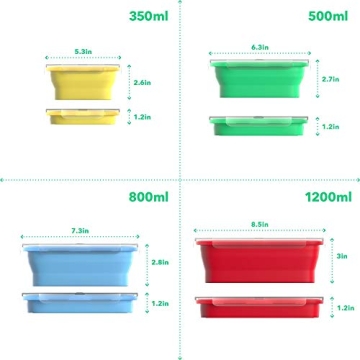 Vremi Collapsible Silicone Meal Prep Containers Set