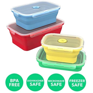 Vremi Collapsible Silicone Meal Prep Containers Set
