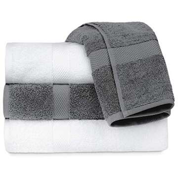 White Classic Luxury Bath Towels Set of 4 Large - 700 GSM Cotton Ultra Soft Bath Towels 27x54 | High...