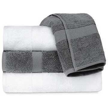 White Classic Luxury Bath Towels Set of 4 Large - 700 GSM Cotton Ultra Soft Bath Towels 27x54 | High...