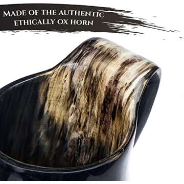 Viking Drinking Horn Mug - Unique Gifts for Men, 15-20 Oz Natural Ox Horn Cup & Cofee Stein | Cool U...