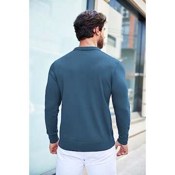 COOFANDY Men's Knit Polo Shirt Long Sleeve Stylish Comfort