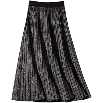 CHARTOU Women's Winter Reversible Stretchy Waist Knitted A Line Pleated Midi Skirt for All Occasions