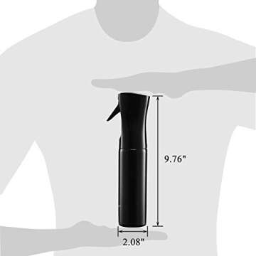 CCbeauty Fine Mist Continuous Spray Bottle,300ml Hair Spray Bottle,Water Spray Bottle,Refillable Empty Spray Bottle for Professional Salon Barber Hairstyling Plants Cleaning,Black