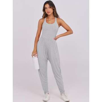 Caracilia Women Jumpsuits 2025 Summer Sleeveless Backless Tank Top Rompers Yoga Gym Workout Jumper O...