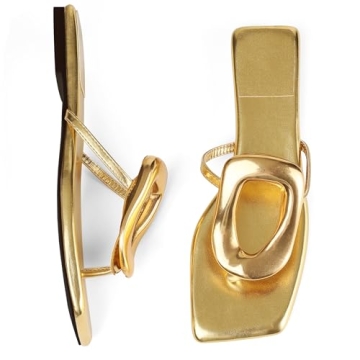 AMINUGAL Gold Flat Summer Flat Sandals for Women