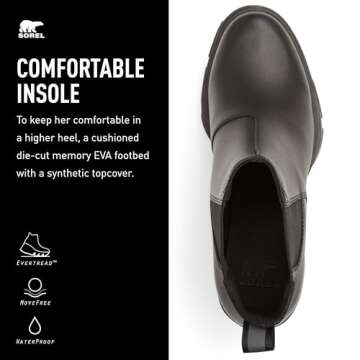 Sorel Women's Brex Heel Chelsea Boots - Black, Black - Size 7