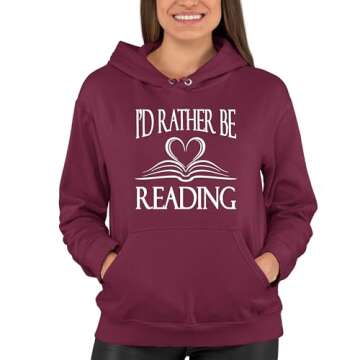 Go All Out Medium Maroon Men's I'd Rather Be Reading Book Lovers Sweatshirt Hoodie