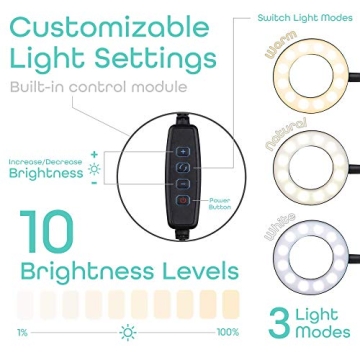 Aduro U-Stream Ring Light with Adjustable Stand for Perfect Selfies