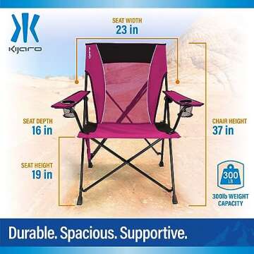 Kijaro Dual Lock Portable Camping Chairs for Outdoor Enjoyment