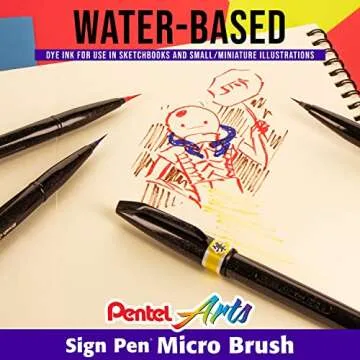 Pentel Arts Sign Pen Micro Brush Tip, Assorted Colors (A/B/C/D/E/F/G/N/P/S/V/Y), 12-PK Plastic Box (SESF30CPC12)