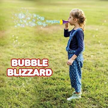ArtCreativity Mini Blizzard Bubble Blower Set – 4-Pack Bubble Blasters with Bubble Mixture – Colorful Bubble Pipe Toys for Kids – Fun Summer Bubble Trumpet Set for Outdoor Play and Party Favors
