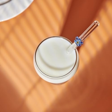 Handmade Glass Straws with Floral Tips Eco-Friendly