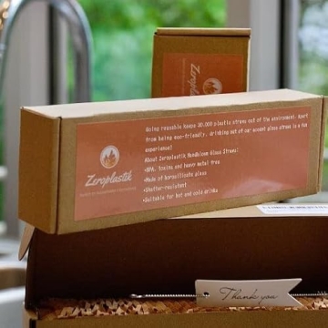 Handmade Glass Straws with Floral Tips Eco-Friendly