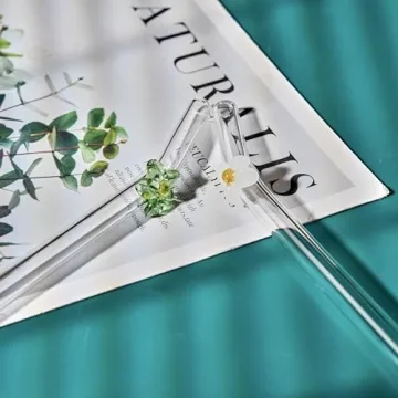 Handmade Glass Straws with Floral Tips Eco-Friendly
