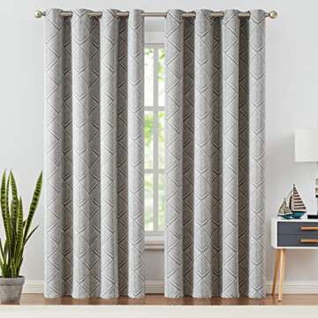 jinchan 80% Blackout Curtains for Living Room, Geometric Patterns Drapes for Bedroom, Window Treatme...