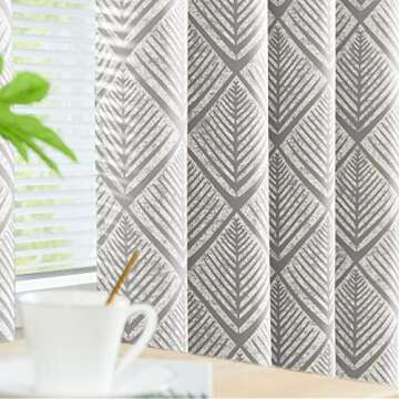 jinchan 80% Blackout Curtains for Living Room, Geometric Patterns Drapes for Bedroom, Window Treatments for Room Darkening, Grommet Top Thermal Insulated Curtains 84 inch Length 2 Panels Set, Grey