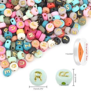 1200pcs Colorful Acrylic Letter Beads Alphabet Beads Round A-Z Letter Bead Spacer Loose Bead with Le...