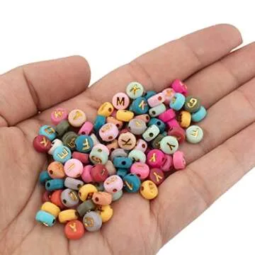 1200pcs Colorful Acrylic Letter Beads Alphabet Beads Round A-Z Letter Bead Spacer Loose Bead with Letters Crystal String Cord for Jewelry Making DIY Bracelets, Necklaces, Keychain（4mm x 7mm