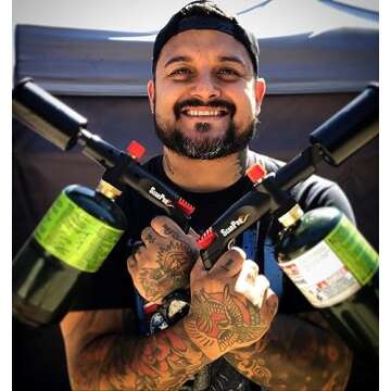 POWERFUL SearPro Charcoal Torch Lighter - Cooking Gadgets - Sous Vide - Cooking Torch - Culinary Kitchen Torch - Flamethrower Meater Gun Lighter - Chef Blow Torch - BBQ Propane Torch Tank Not Included