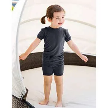 VAENAIT BABY Infant Kids Toddler Short Sleeve Sleepwear Pajamas 2pcs Set Colorful Charcoal XL