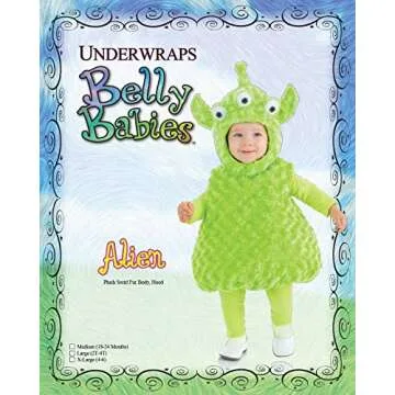 Underwraps Baby's Alien Belly-Babies, Green, X-Large