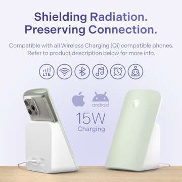 Elvy Fast Qi Wireless Charger for Cell Phones - Designed with EMF Management Technology for Enhanced Charging, Advanced Environmental Shielding, Lab Tested by Ordos Tech, 2023 (Mint Green)