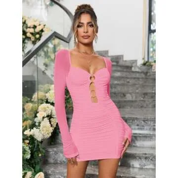 Colysmo Sexy Hollow Out Bodycon Mini Dress for Parties