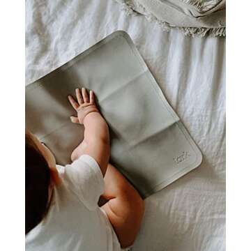 Vegan Leather Baby Changing Mat by Lark Baby Goods - Waterproof Wipeable Portable Diaper Pad - Folda...
