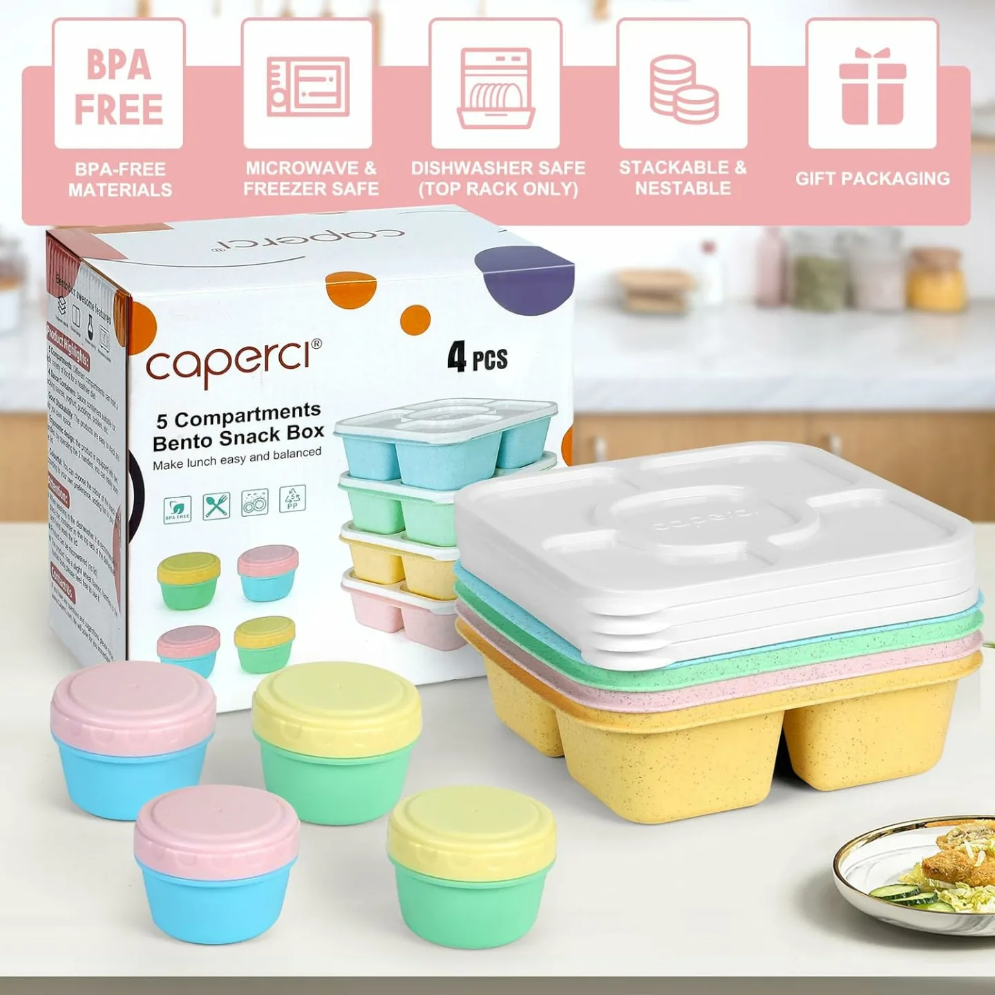 Bento Snack Boxes Set of 4 - Caperci Original Containers