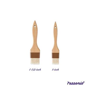 Set of 2 Pastry Brushes, 1-Inch and 1 1/2 -Inch Width Pastry Brushes with Boar Bristles and Lacquere...
