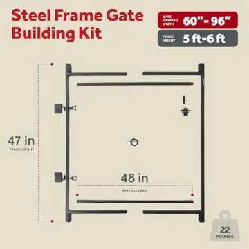 Adjust-A-Gate Full Frame Gate Fence Kit, Hardware for Openings 60"-96", Heights 5'-6'