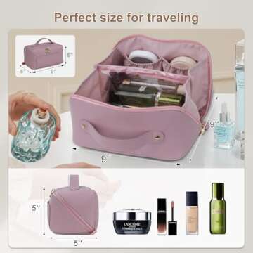 Travel Makeup Bag Large Capacity, Toiletry Bag, Portable Make up Organizer Cosmetics Bag with Handle...