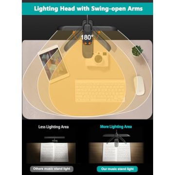 Vekkia 64 LED Rechargeable Music Stand Light - Folding Clip On Piano Lamp, Portable Professional wit...