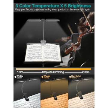 Vekkia Rechargeable Music Stand Light with Adjustable Brightness