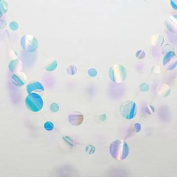 Cheerland Ocean Theme Under The Sea Circle Garlands Holographic Bubble Decoration Iridescent Hanging Bubbles Backdrop Streamer Decor Baby Shower Little Mermaid Birthday Party Supplies